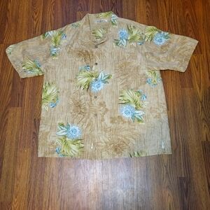 Tommy Bahama Men’s Large Silk Hawaiian Shirt Floral Button Up A80